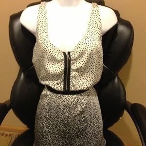 🌀SOLD🌀Black and white long polka dot silky top