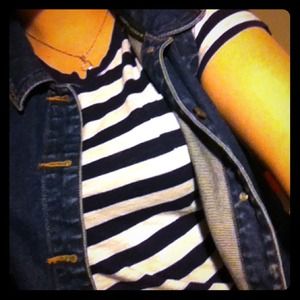 ON HOLD!    Navy blue and white striped shirt!