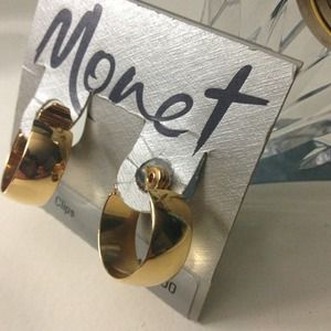 Gold hoop earrings with clips