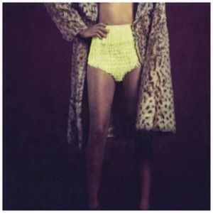 Neon Green High Waisted Fringe Shorts