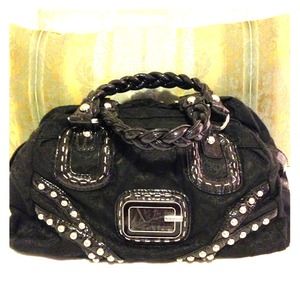 GUESS Black Studded Satchel