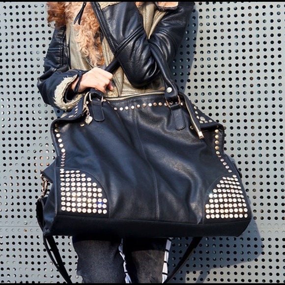 Handbags - Oversize studded motorcycle bag