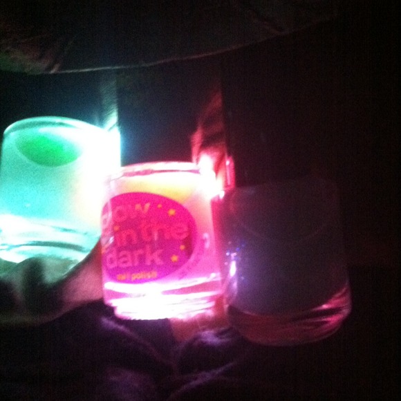 Glow in the dark translucent glitter nail polish.