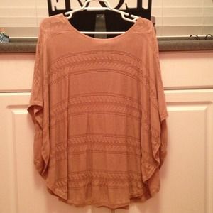Lauren Conrad pink/tan poncho with tie bow in back