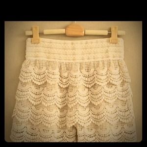 Ivory crochet shorts