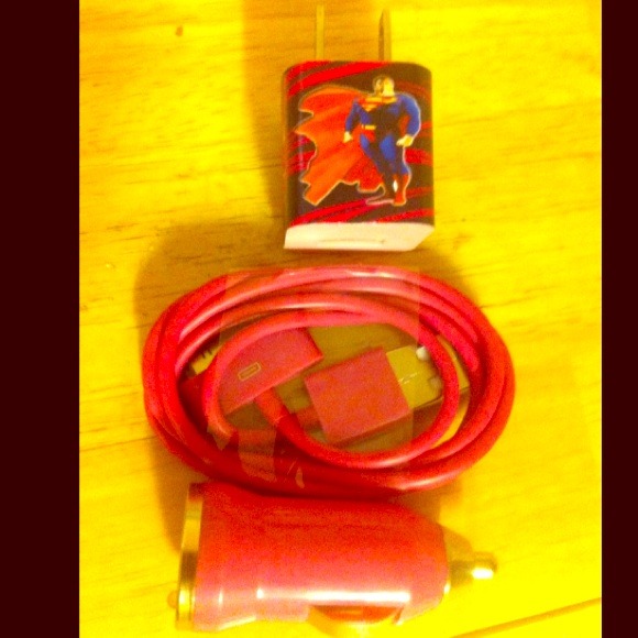 iPhone charger superman "pink" set