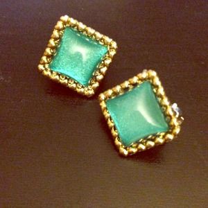 Brand New Jade green clip on earring.