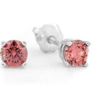0.25 CT. TW. Round Cut Pink Diamond stud earrings