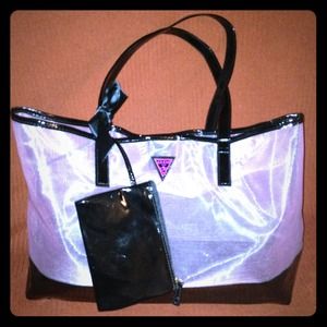 Guess Brand pink & black tote