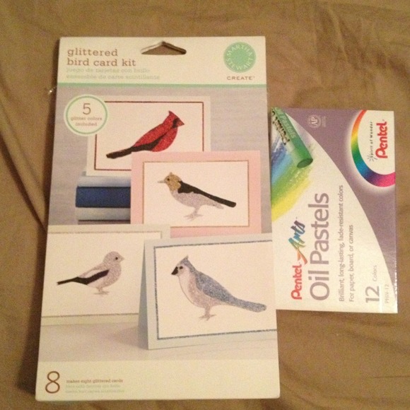 Martha Stewart Glittered Bird Card Kit and Pastels