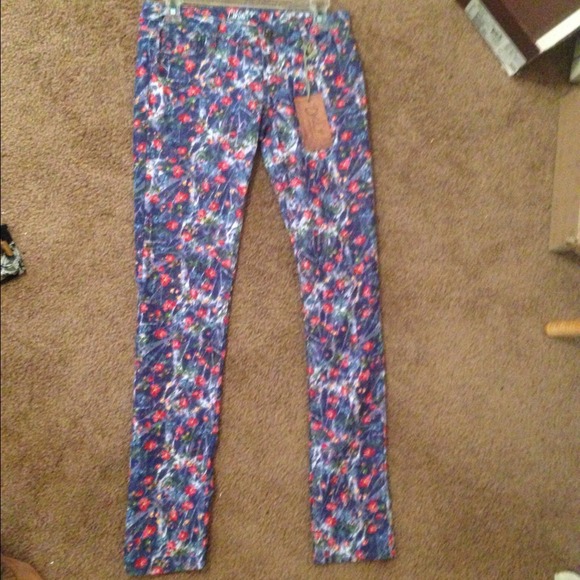 Flower printed jeans