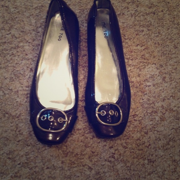 Black flats with buckle detail