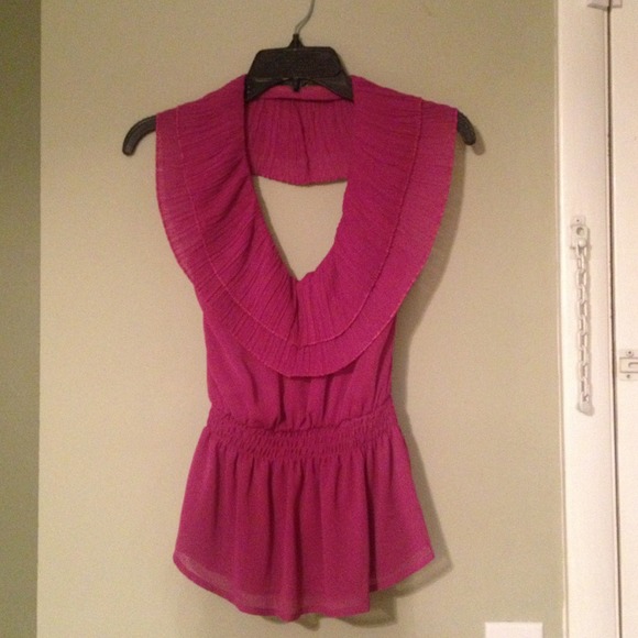 Brand new ruffle neck peplum style top