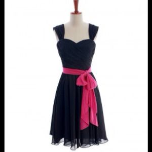 Dark navy chiffon cocktail dress