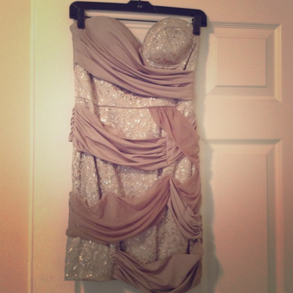 GORGEOUS strapless drape fabric rose colored dress