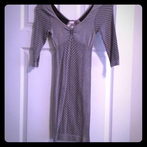 Sexxy grey textured body con dress w/ tie-back