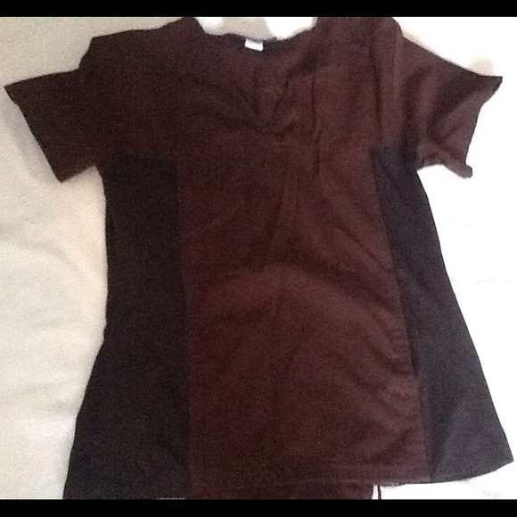 Brown with Black side panel scrub set