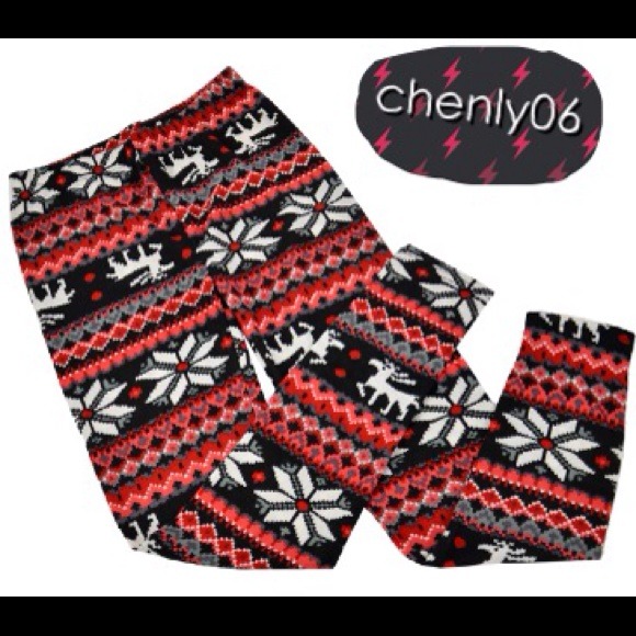 Red snowflake leggings