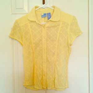 Roxy yellow lace eyelet shirt