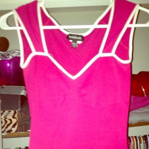 Pink and white bebe shirt.