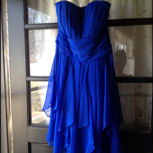 Dress worn once.  Chiffon. Horizon blue.