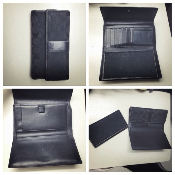 Coach black wallet with check book holder