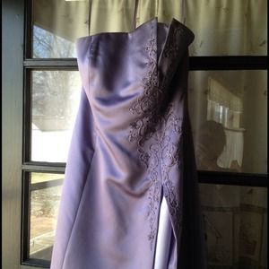 Long satin dress w/ shawl