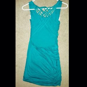 Sexy back teal dress
