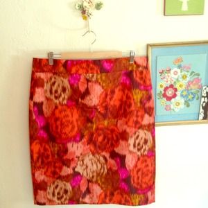 BUNDLED Watercolor silk pencil skirt & Black Pants