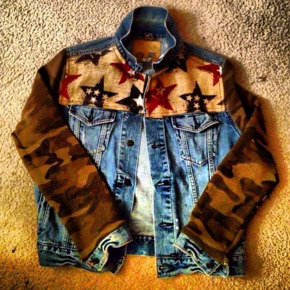 SkruffLyfe Customs Denim - Custom "Americana" Denim, "camo" sleeved jacket