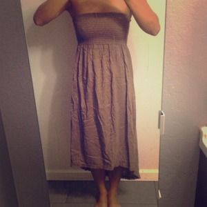 Chocolate hi-low strapless dress