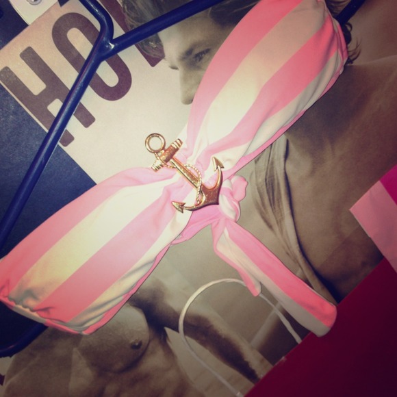 Anchor and stripes bikini top