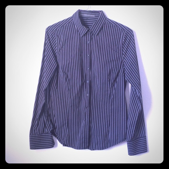 ZARA Tailored Black/Grey Pinstripe Work Shirt