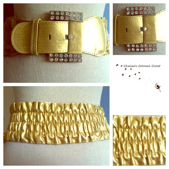 Super Stylish Gold & Rhinestone Accent Waist Belt