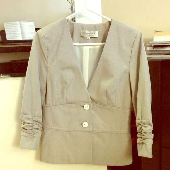 50% off w/bundle - Collarless pinstriped jacket