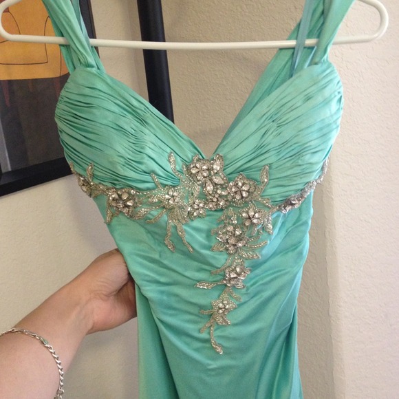 Full Length Terani Teal Evening Gown
