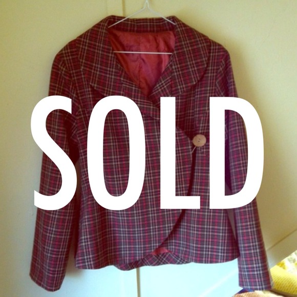 Cute vintage plaid peplum jacket