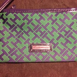 Navy Blue & Green Tommy Wristlet