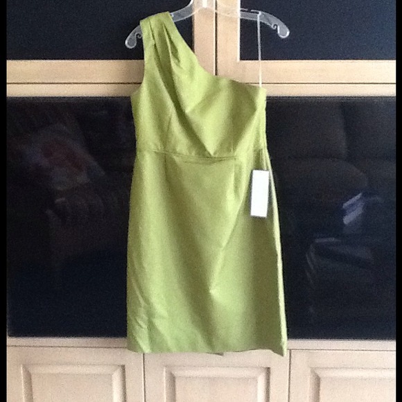 Green cotton one shoulder dress, fully lined - Picture 1 of 2