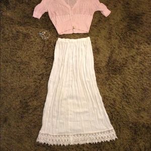 Sheer maxi skirt with lace hem