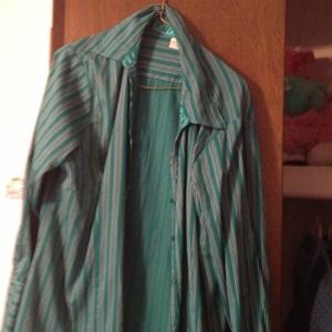 PRICE REDUCTION! Green&white striped dress shirt