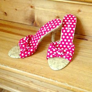 Cute peep toe, red & white polka dot heels