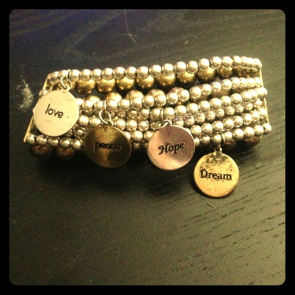 Stretch silver and gold bracelet