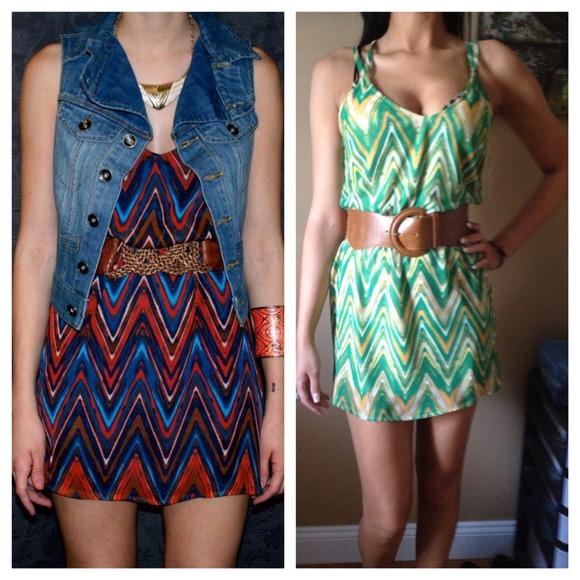 Funky tribal dress in GREEN & also RED cute back
