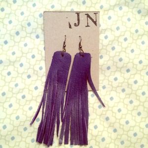 💜TRADED💜 Dark Purple Fringe Leather Earrings