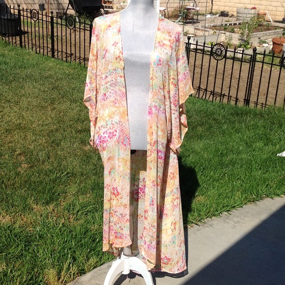 Long floral chiffon cover-up