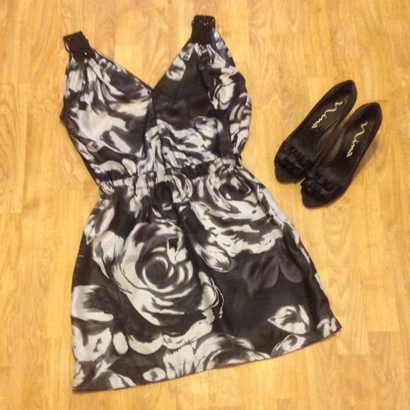 ⚡SOLD⚡Black and White Beaded Dress