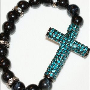 Black tourmaline cross bracelet.