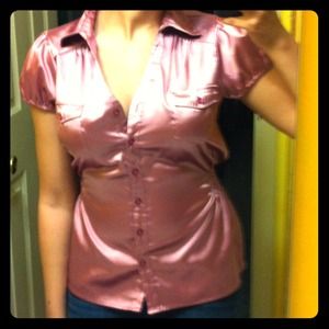 Shiny Pink Button Up