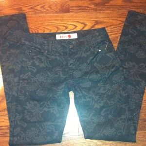 Black floral skinny jeans size 1